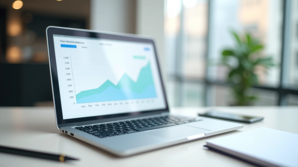 Laptop screen displaying expense analytics dashboard with pie charts and spending categories