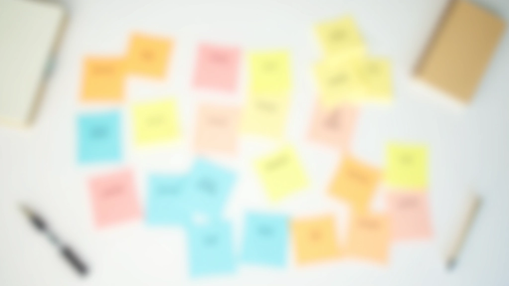 Expense categories written on sticky notes arranged on a wall in organized sections